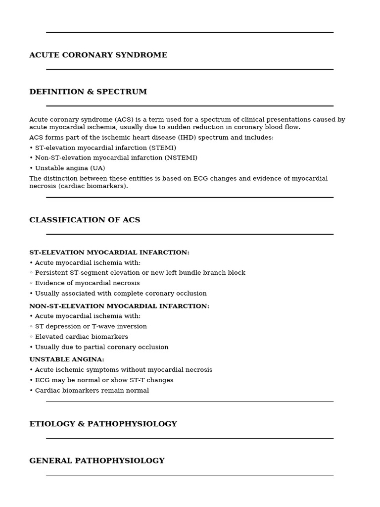 Acute Coronary Syndrome Overview | PDF | Myocardial Infarction ...