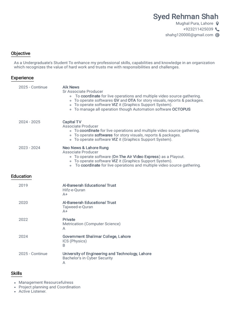 SEO-Optimized Resume of Syed Rehman Shah | PDF
