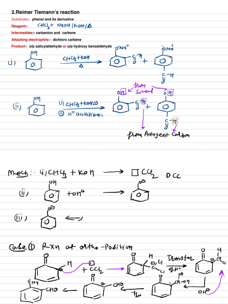 Reimer Tiemann Reaction Overview | PDF