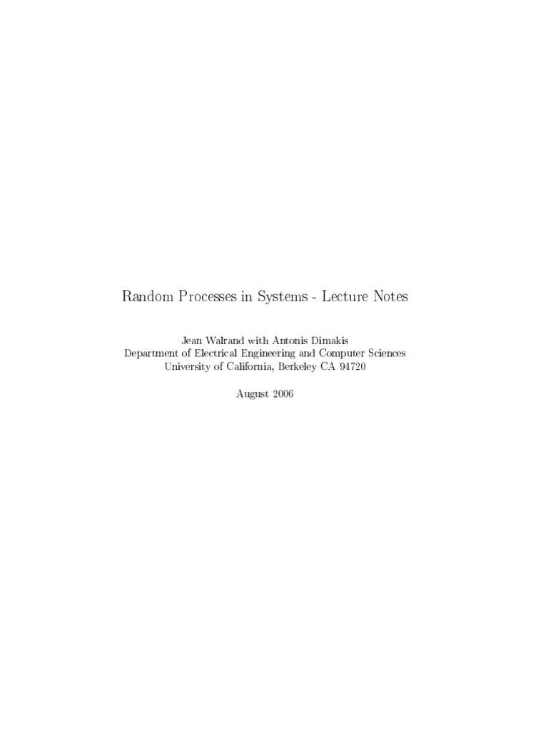 Random Processes Lecture Notes | PDF | Type I And Type Ii Errors ...