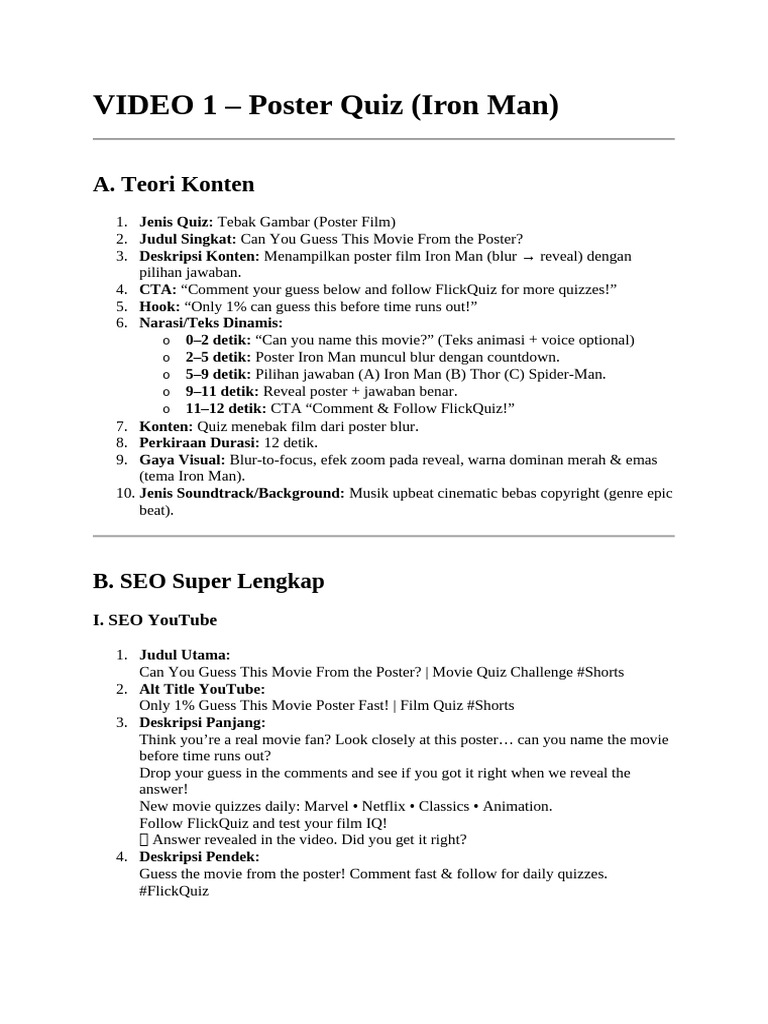 Iron Man Movie Poster Quiz Challenge | PDF