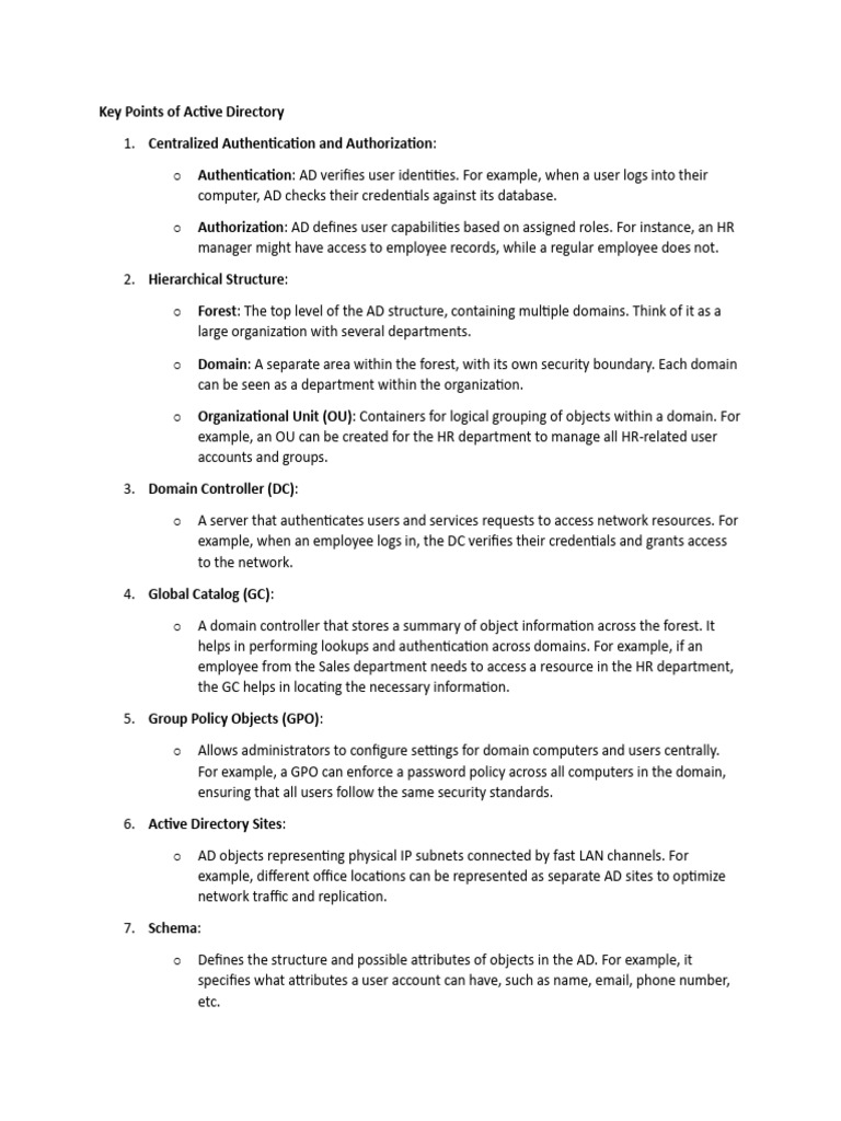 Active Directory Overview and Key Points | PDF | Active Directory ...