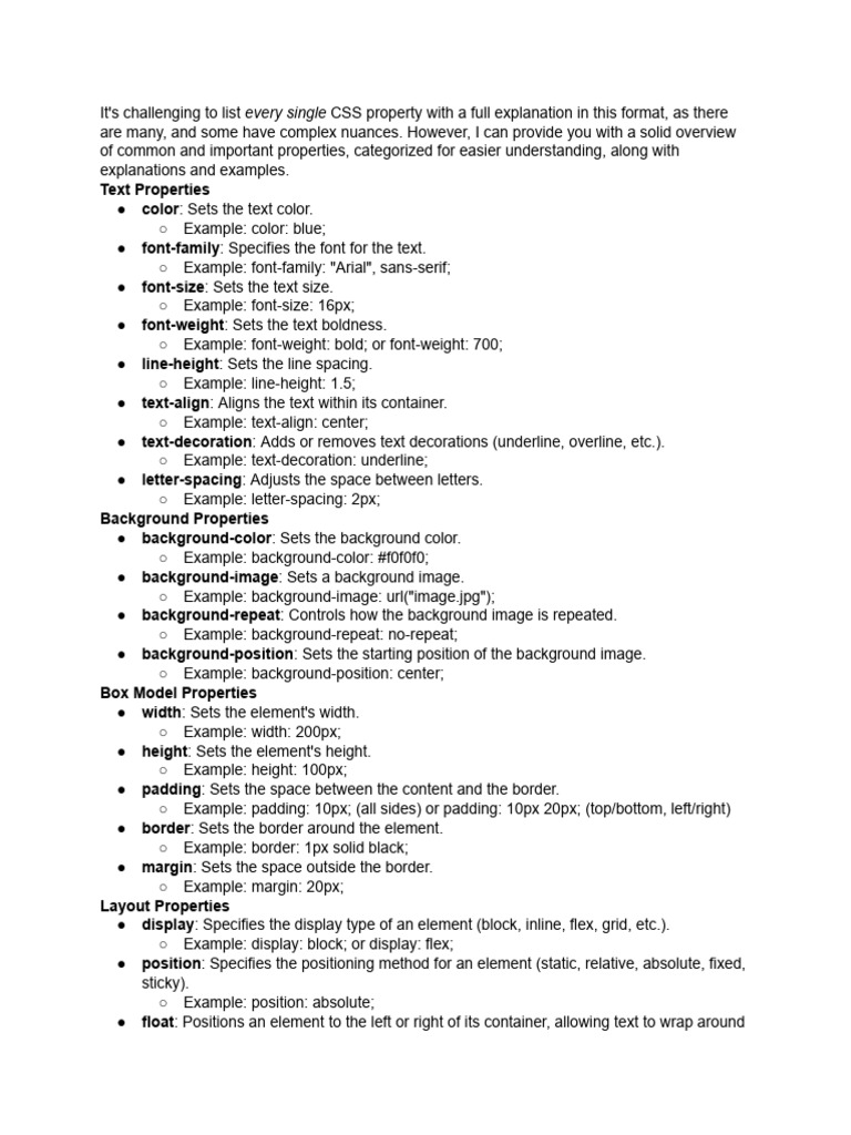 Essential CSS Properties Overview | PDF | Typefaces | Publishing