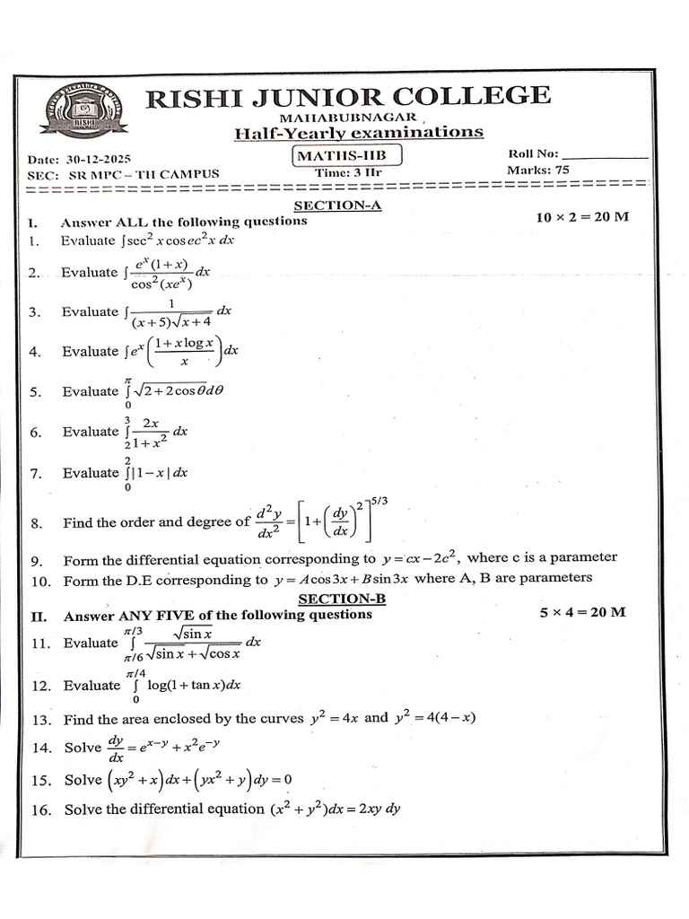 Maths 2B | PDF
