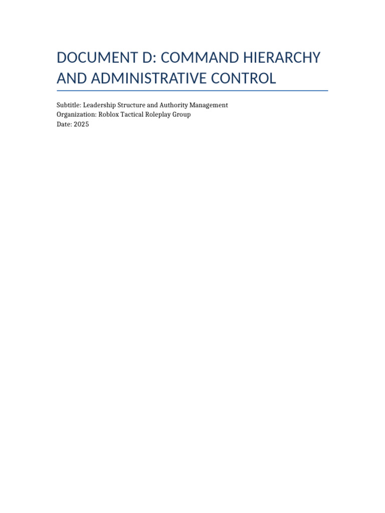 Roblox Tactical Roleplay Command Structure | PDF | Leadership | Command ...