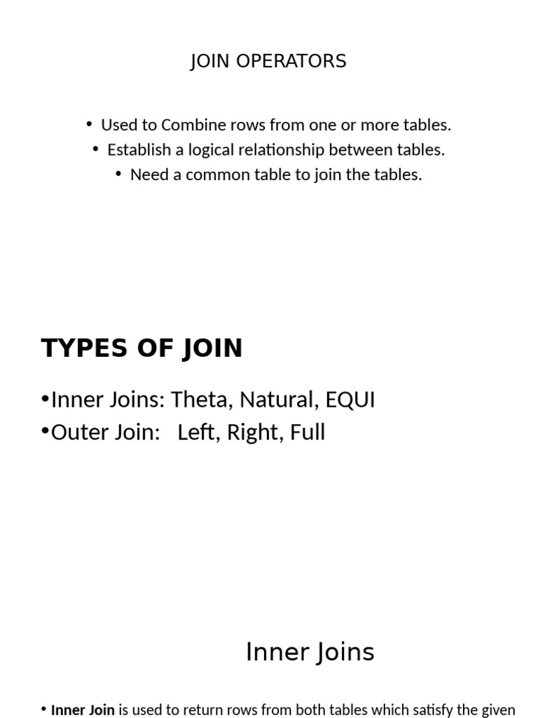 Understanding SQL Join Operators | PDF
