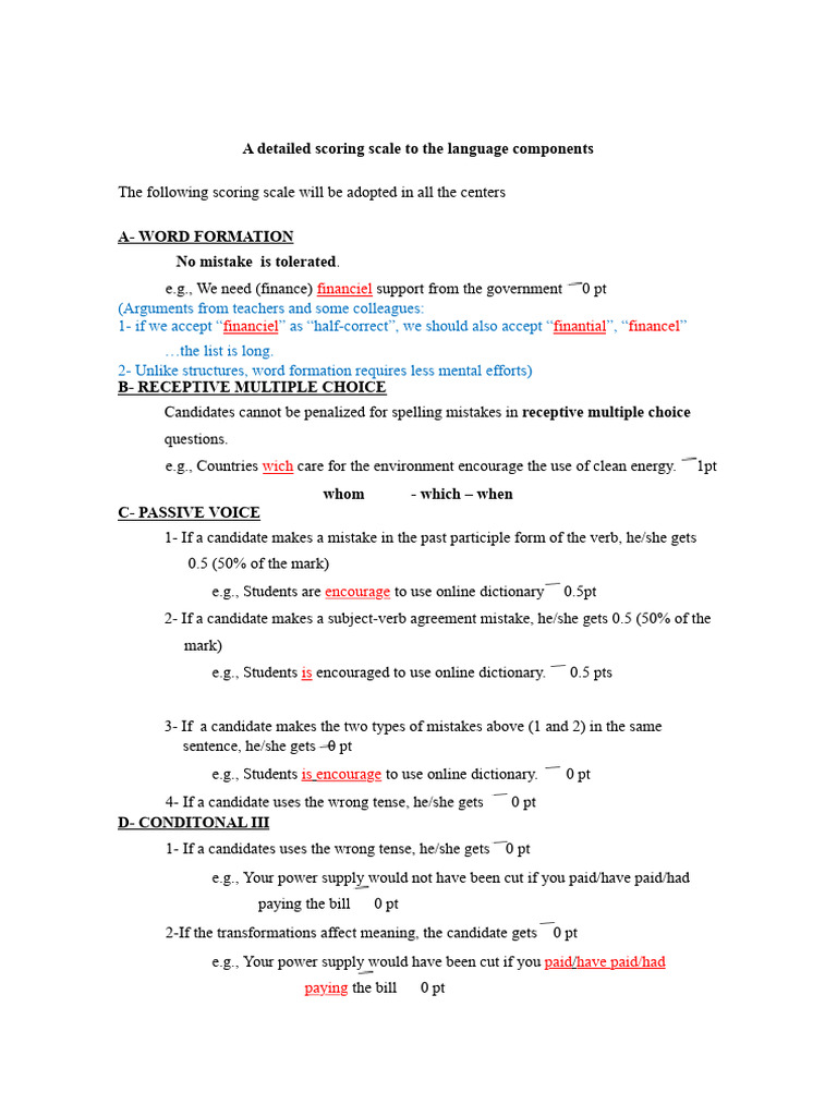Language Scoring Scale Guidelines | PDF | Verb | Linguistic Morphology