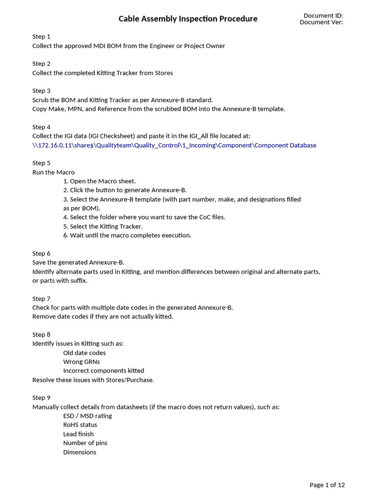 Cable Assembly Inspection Steps Guide | PDF | Computing | Software