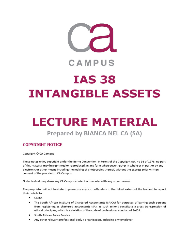 IAS 38 Intangible Assets Overview | PDF | Intangible Asset | Tax Deduction