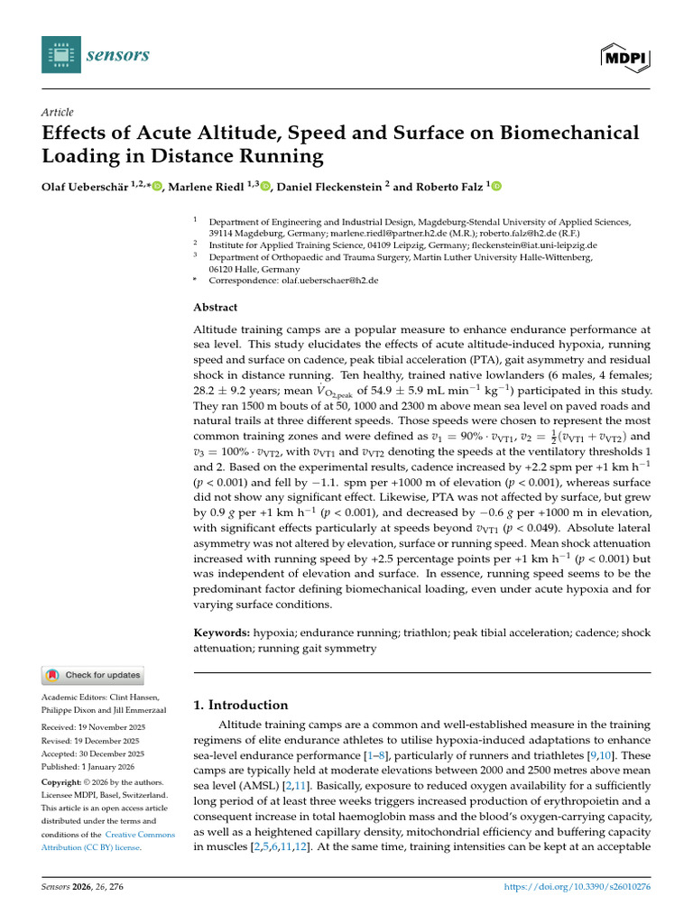 Biomechanical Effects of Altitude on Running | PDF | Physical Exercise