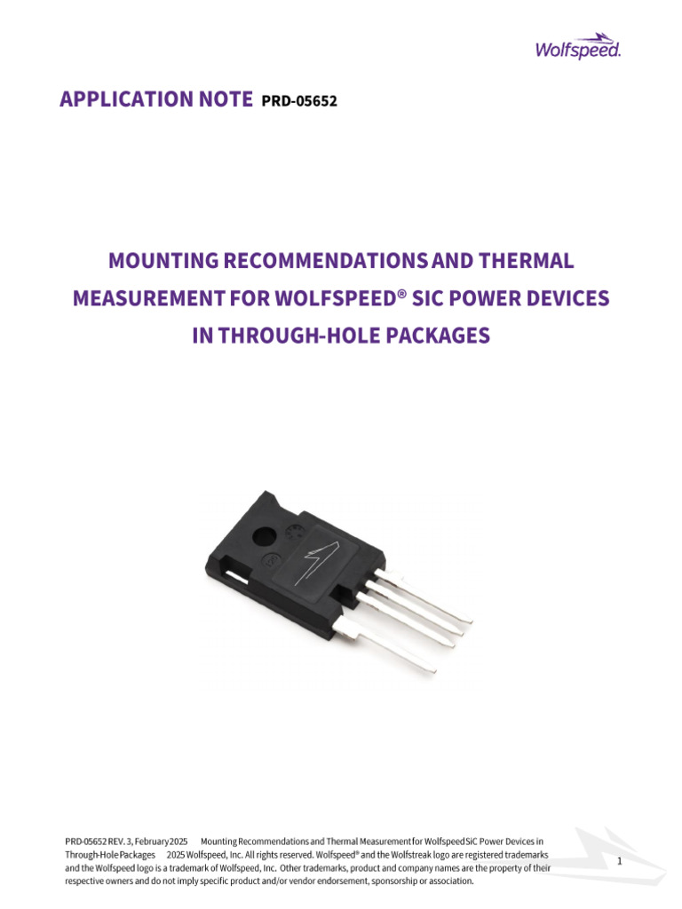 Wolfspeed PRD-05652 Thermal Measurement TH Package Application Note | PDF