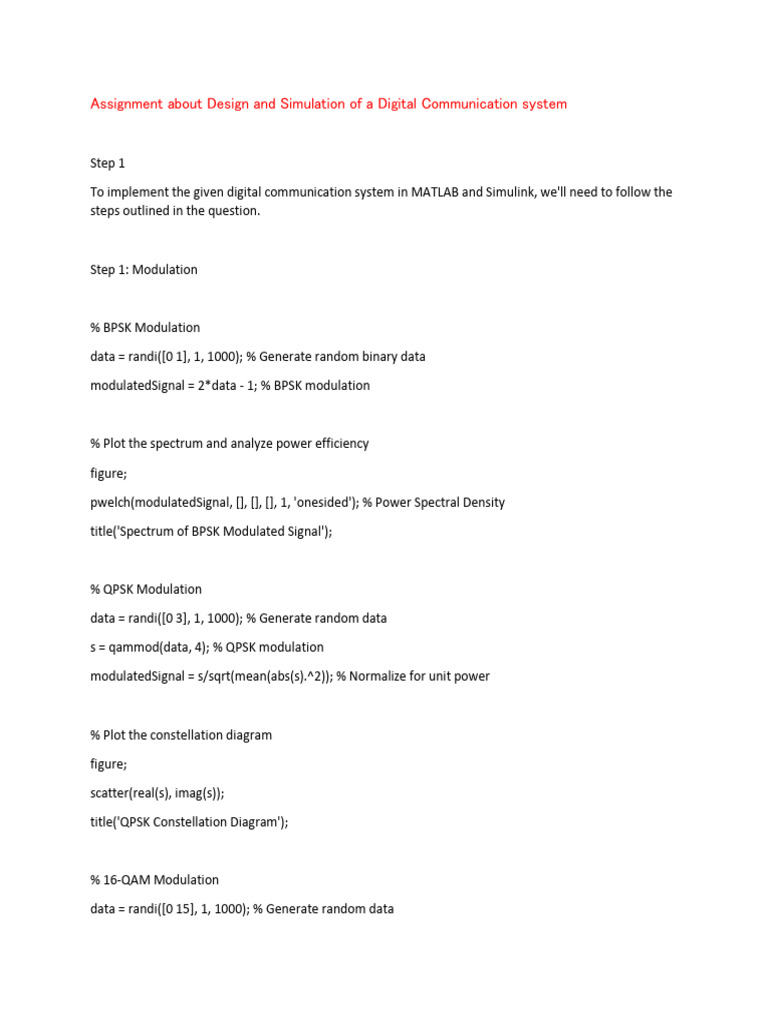 Digital Communication System Simulation | PDF | Signal To Noise Ratio ...