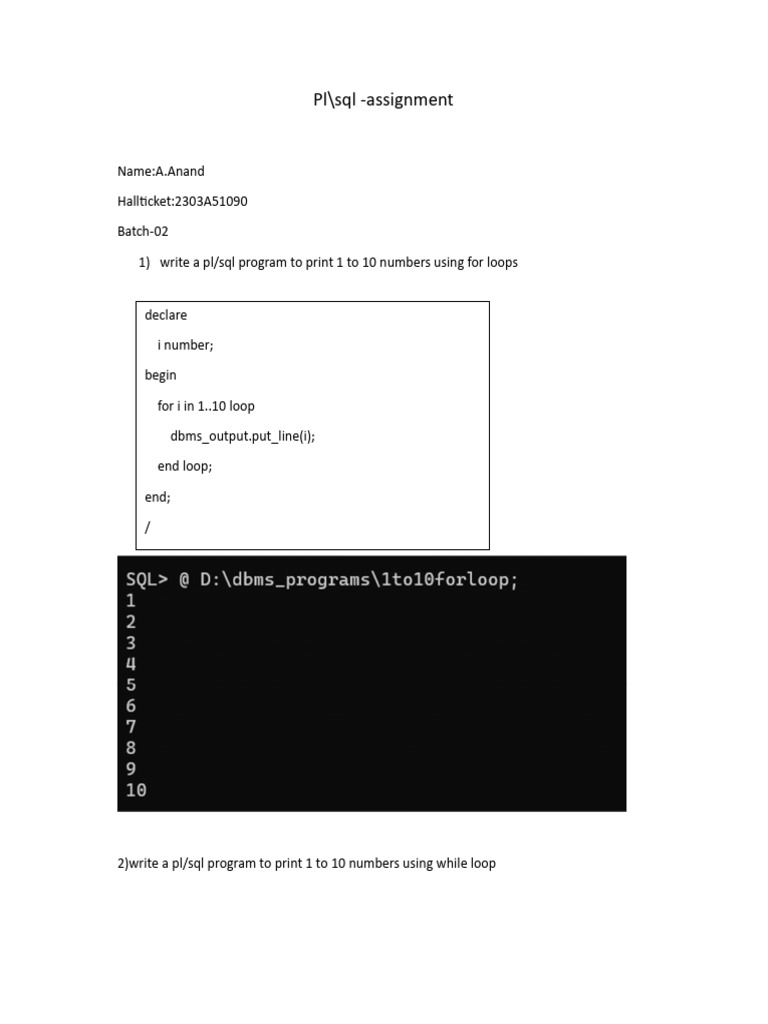 PL/SQL Programs for Beginners | PDF