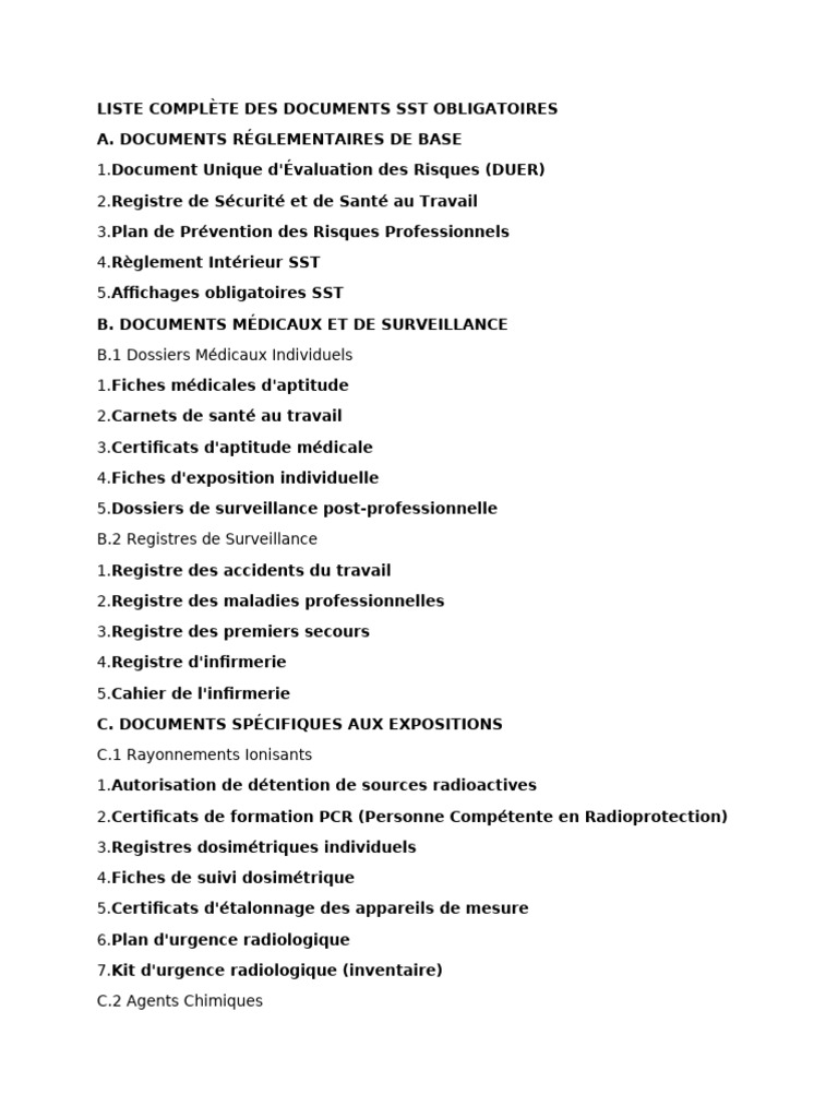 Documents Obligatoires en SST : Guide Complet | PDF | Radioprotection ...
