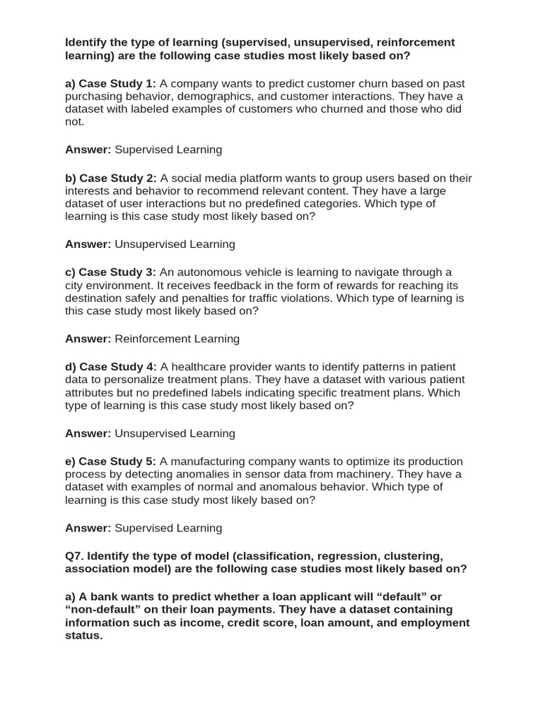 Types of Learning in Case Studies | PDF | Cognition | Machine Learning