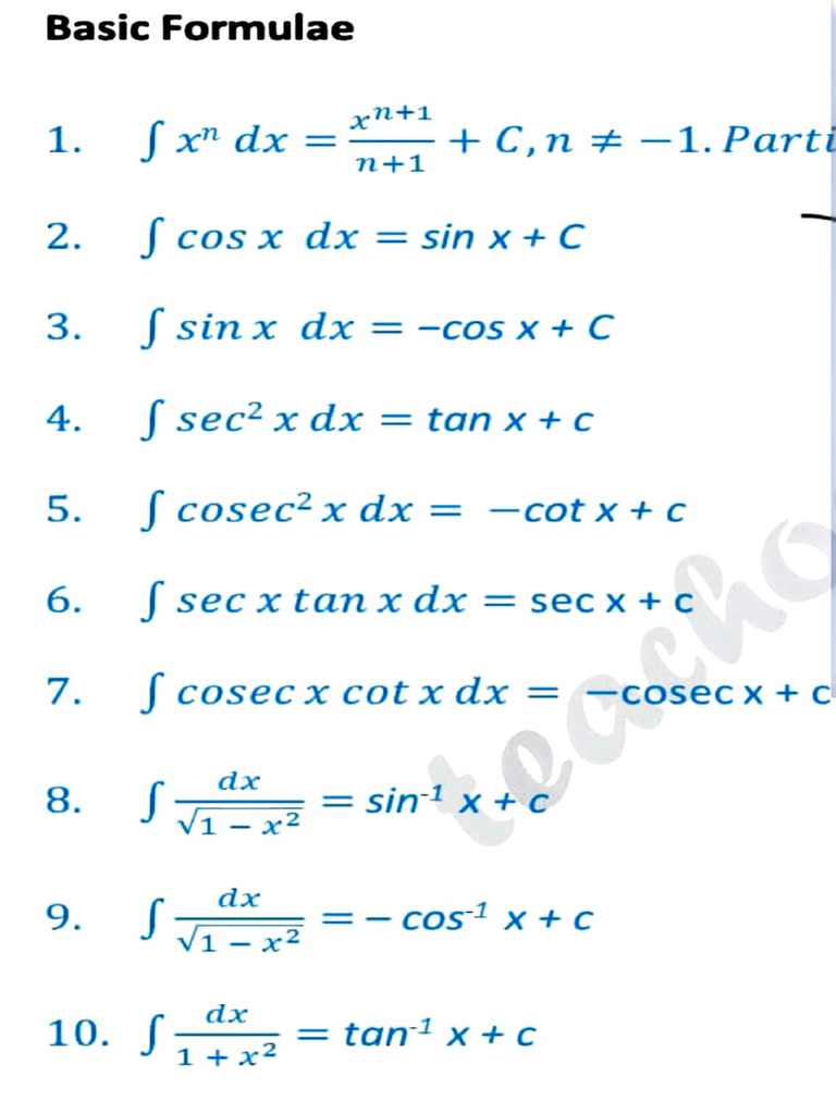 Integration Formula | PDF