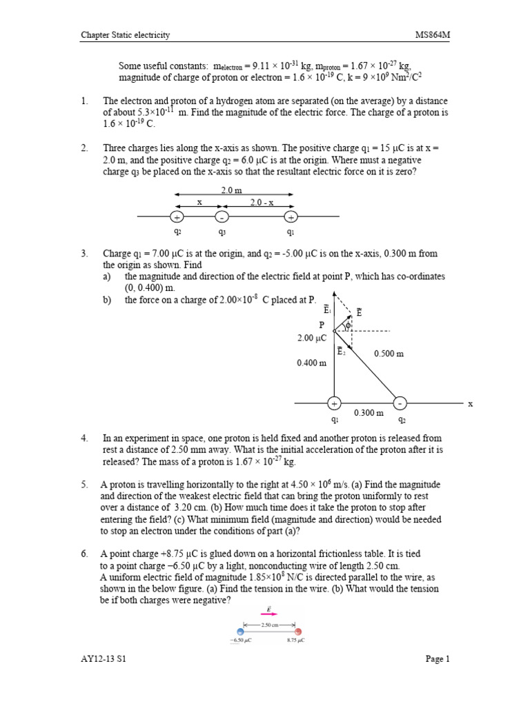 Static Electricity Concepts and Calculations | PDF | Proton | Force