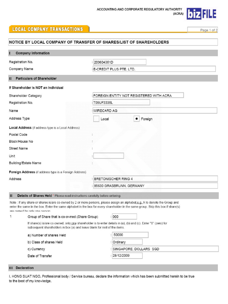 Local Company Share Transfer Notice | PDF | Business
