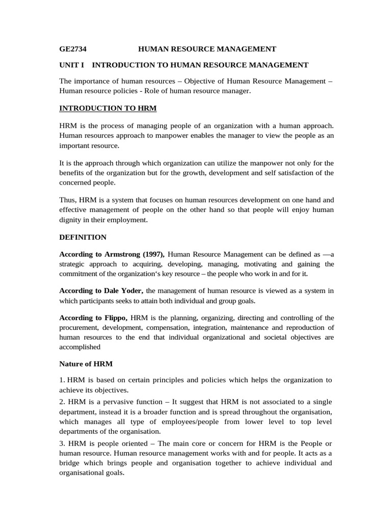 Human Resource Management Overview | PDF | Human Resource Management ...