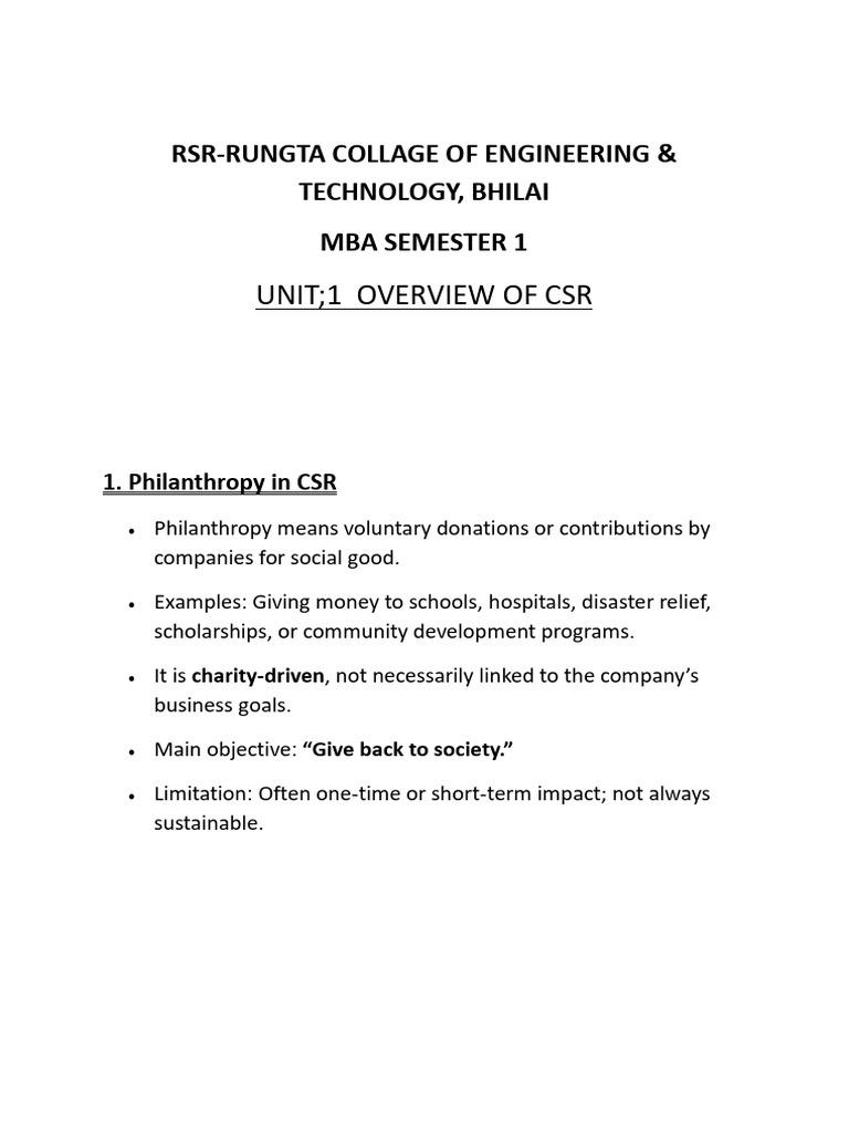 CSR Overview: Philanthropy to Strategy | PDF | Corporate Social ...