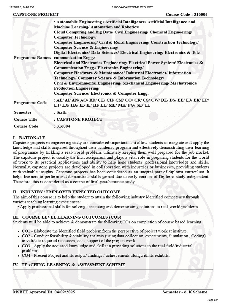 Capstone Project Guidelines for Engineers | PDF | Engineering | Prototype