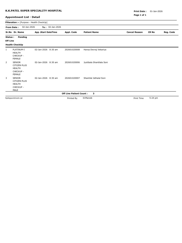 RptAppointment283 451 | PDF