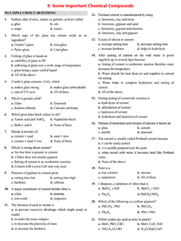 Some Imp Chem Compounds Miq | PDF
