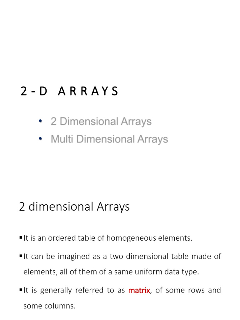 Understanding 2D and Multi-Dimensional Arrays | PDF | Computer ...