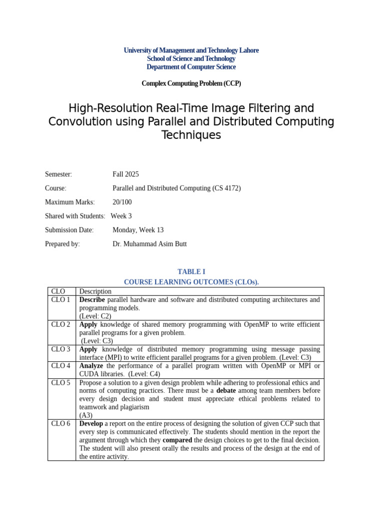 Real-Time Image Filtering Project Guide | PDF | Parallel Computing ...