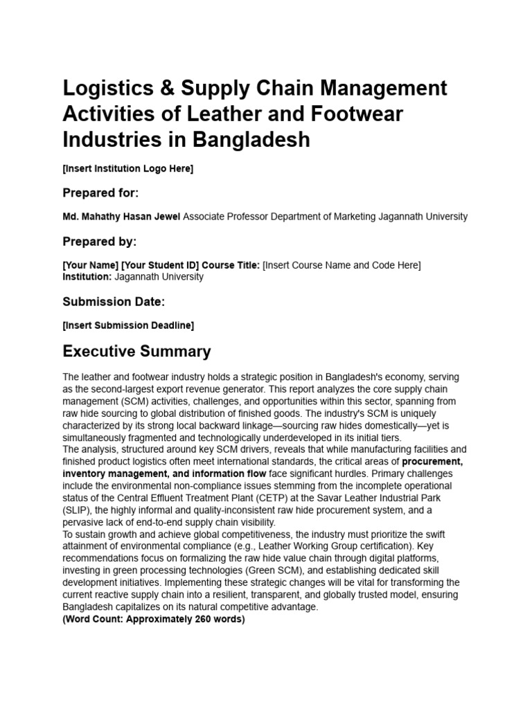 Logistics & Supply Chain Management Report - Leathe... | PDF | Supply ...