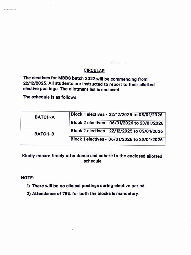 Electives 2025 | PDF