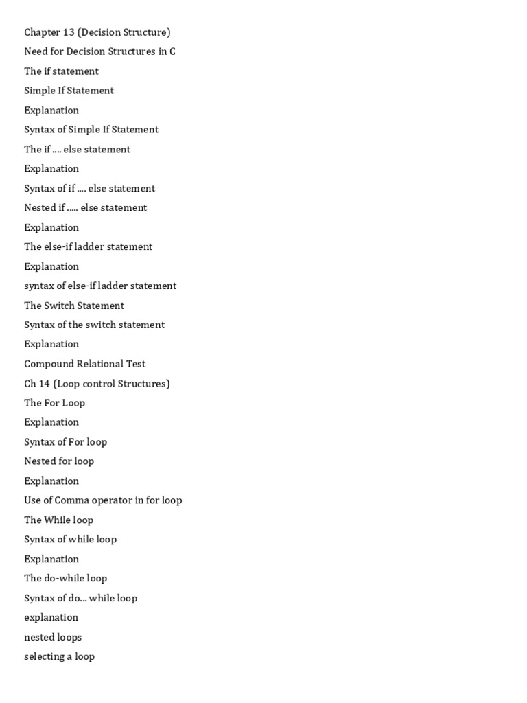 Decision and Loop Structures in C | PDF | Control Flow | Programming ...