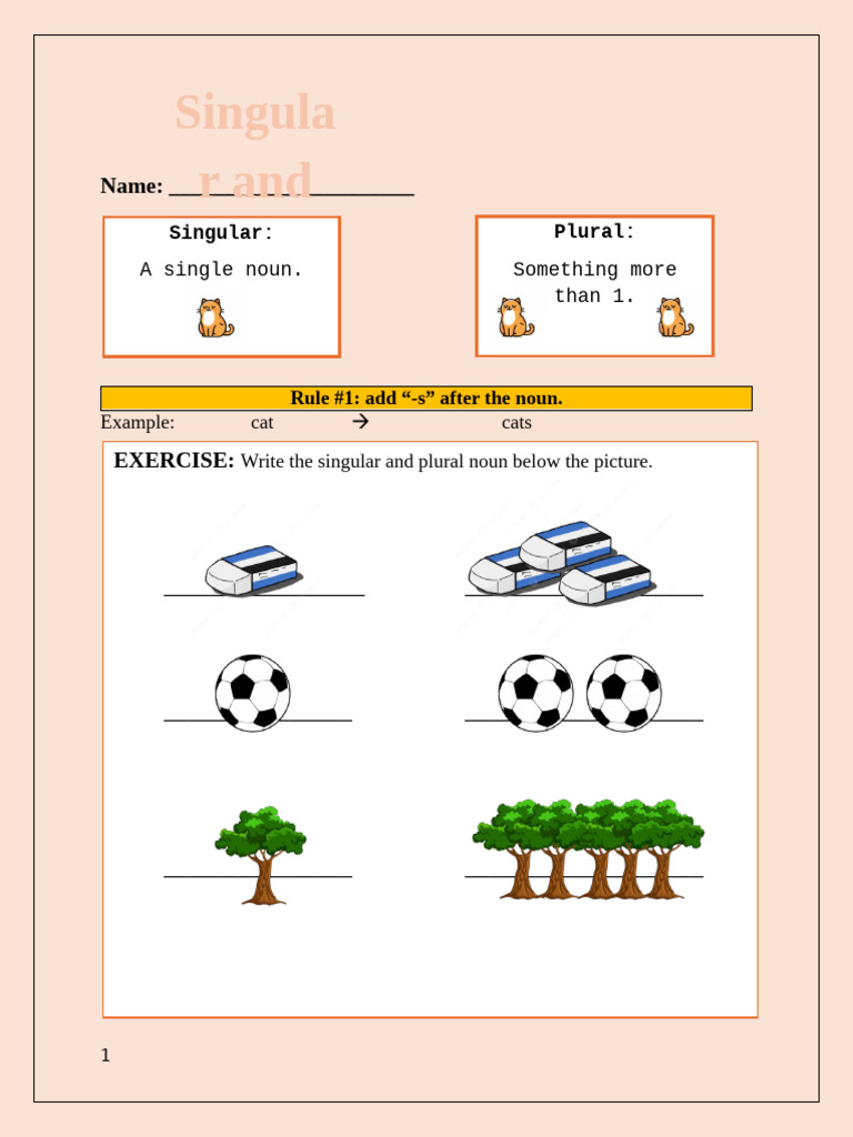 Singular and Plural Nouns Guide | PDF