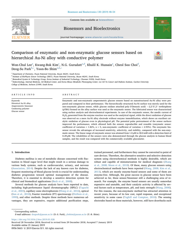Glucose Sensors: Enzymatic vs Non-Enzymatic | PDF | Biosensor | Glucose