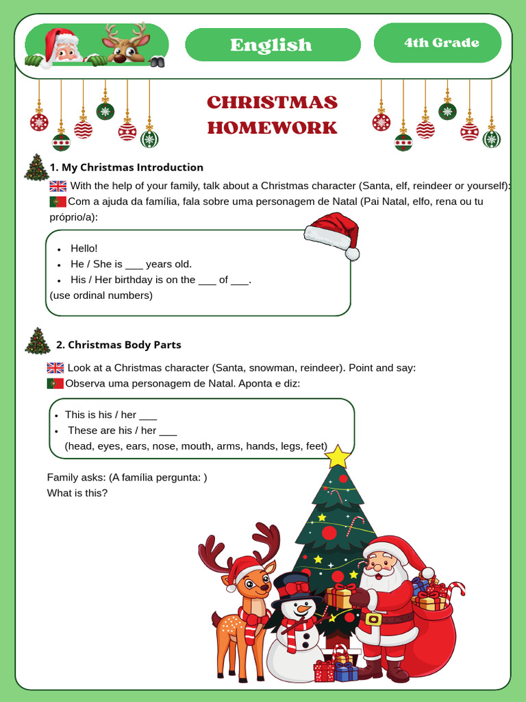 Christmas Character Oral Homework Guide | PDF