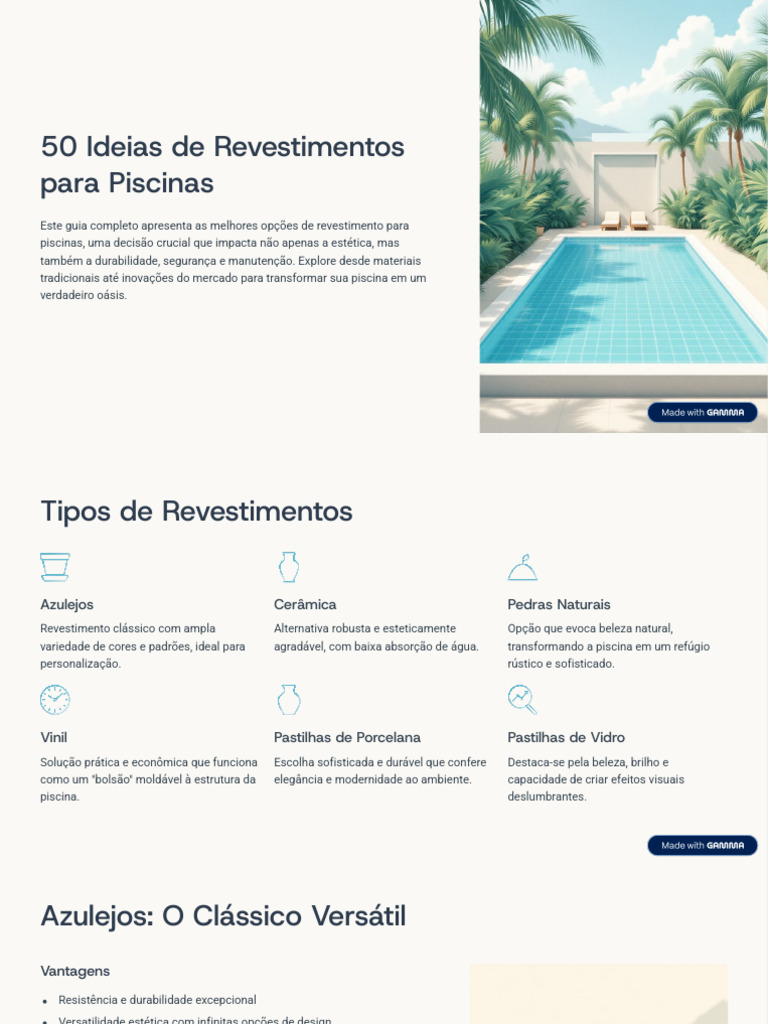50 Ideias de Revestimentos para Piscinas | PDF | Estética | Piscina