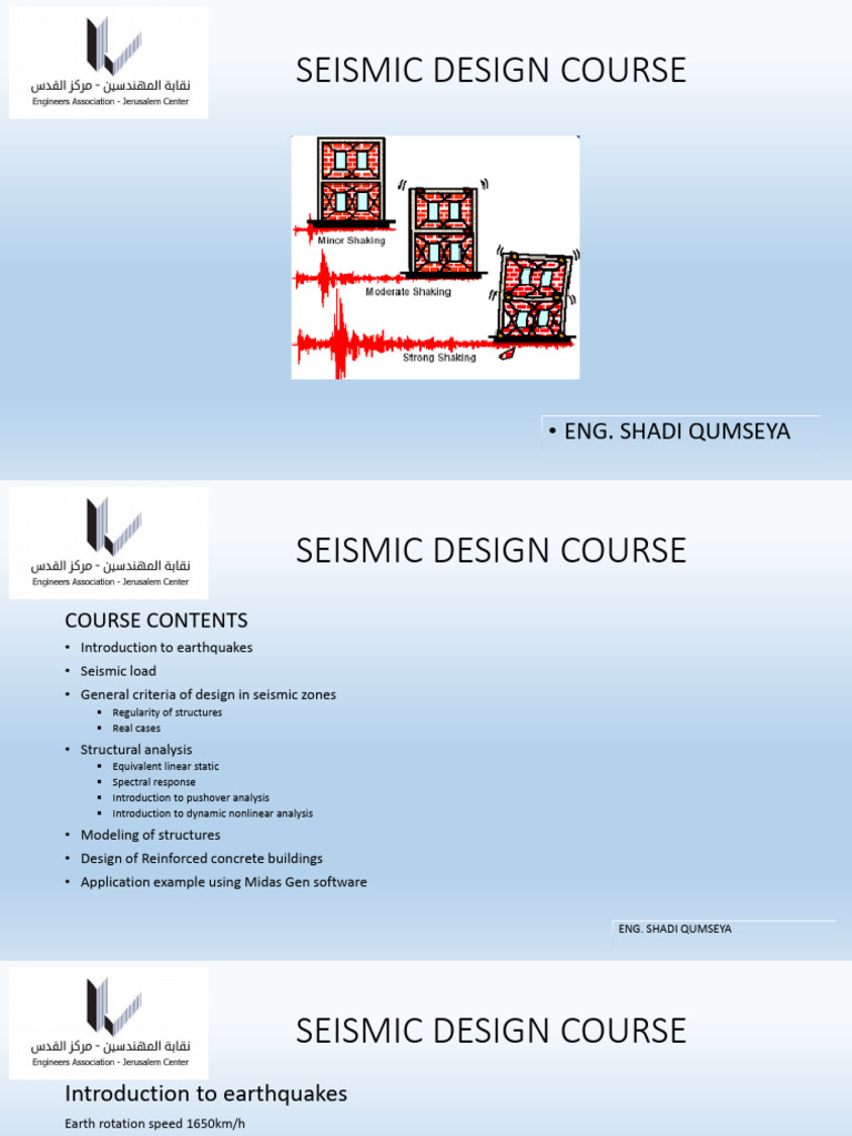 Seismic Design Course Overview | PDF | Earthquakes | Mechanical Engineering