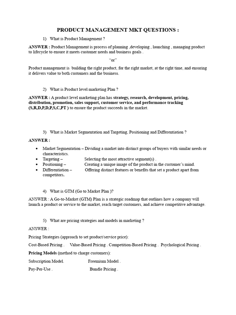 Essential Product Management FAQs | PDF | Pricing | Marketing