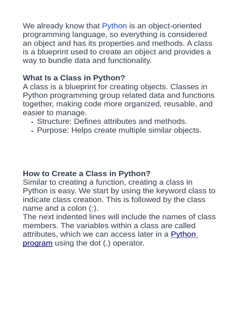 Understanding Python Classes and Objects | PDF | Class (Computer ...