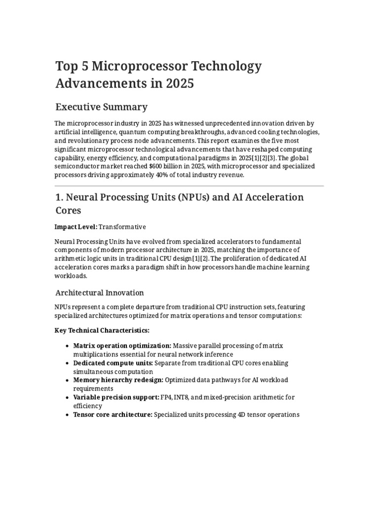 Top Microprocessor Innovations of 2025 | PDF | Quantum Computing ...
