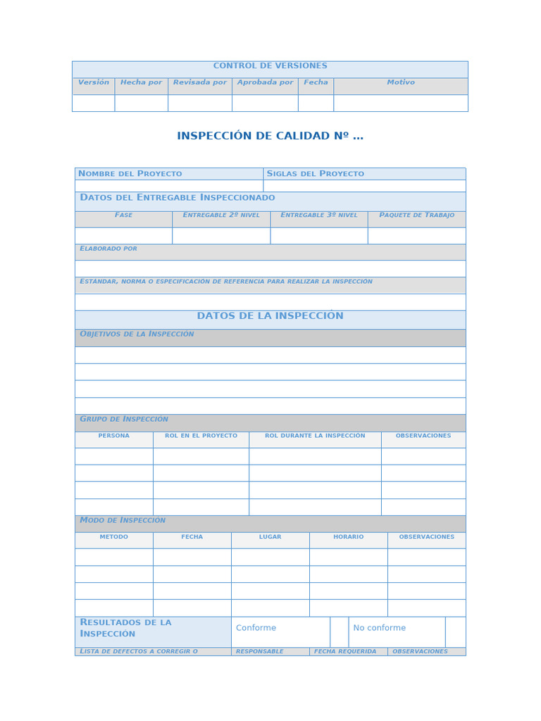 Control de Versiones en Inspección de Calidad | PDF
