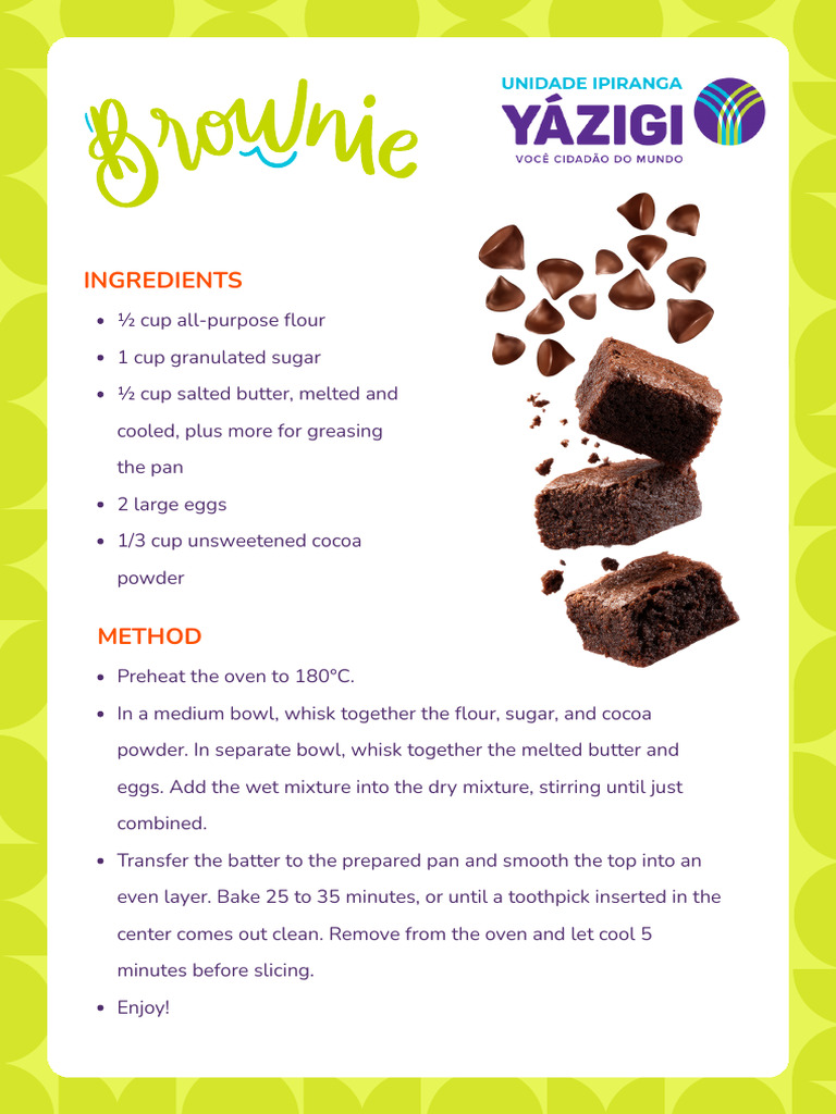 Receita de Brownie Simples e Delicioso | PDF