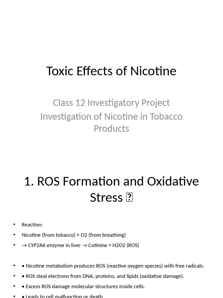 Toxic Effects of Nicotine on DNA | PDF