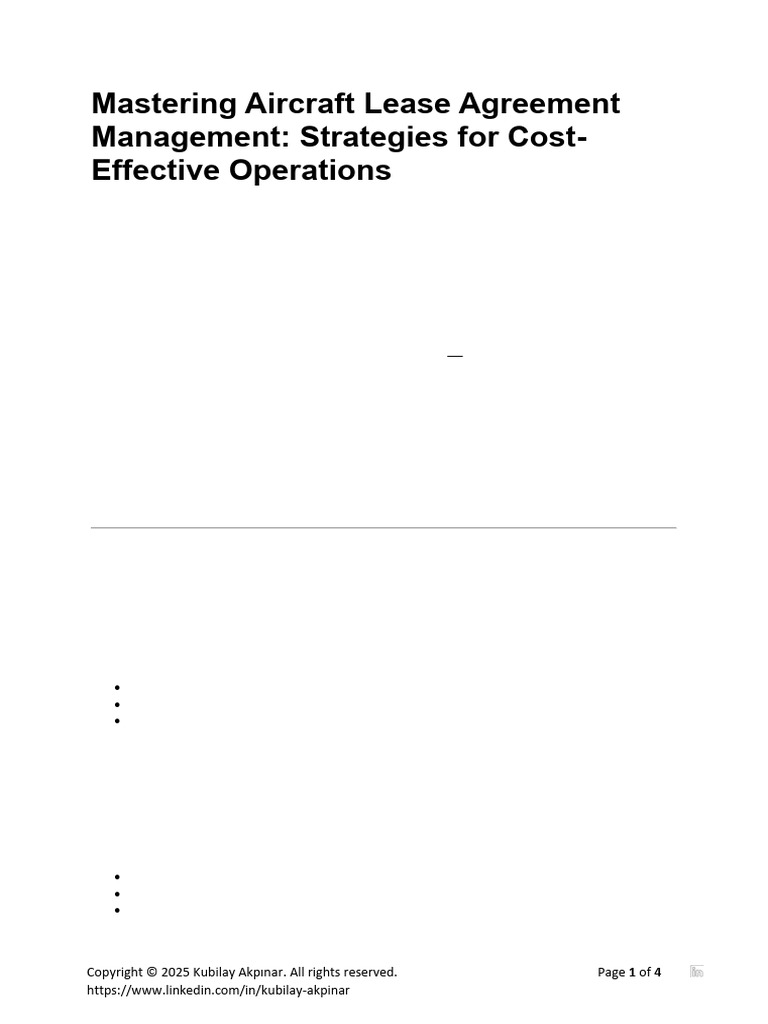 Aircraft Lease Management Strategies | PDF | Lease | Airlines