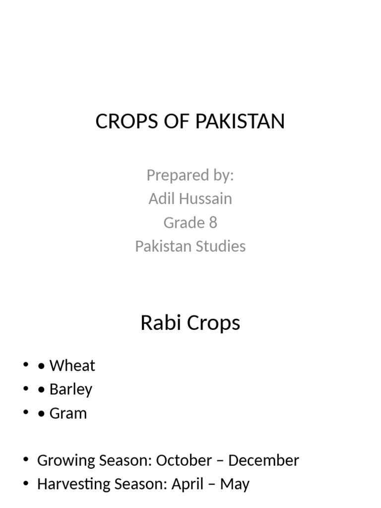 Crops of Pakistan Adil Hussain | PDF