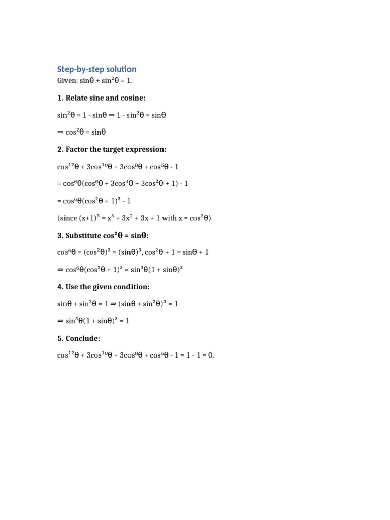 Trigonometric Identity Solution | PDF