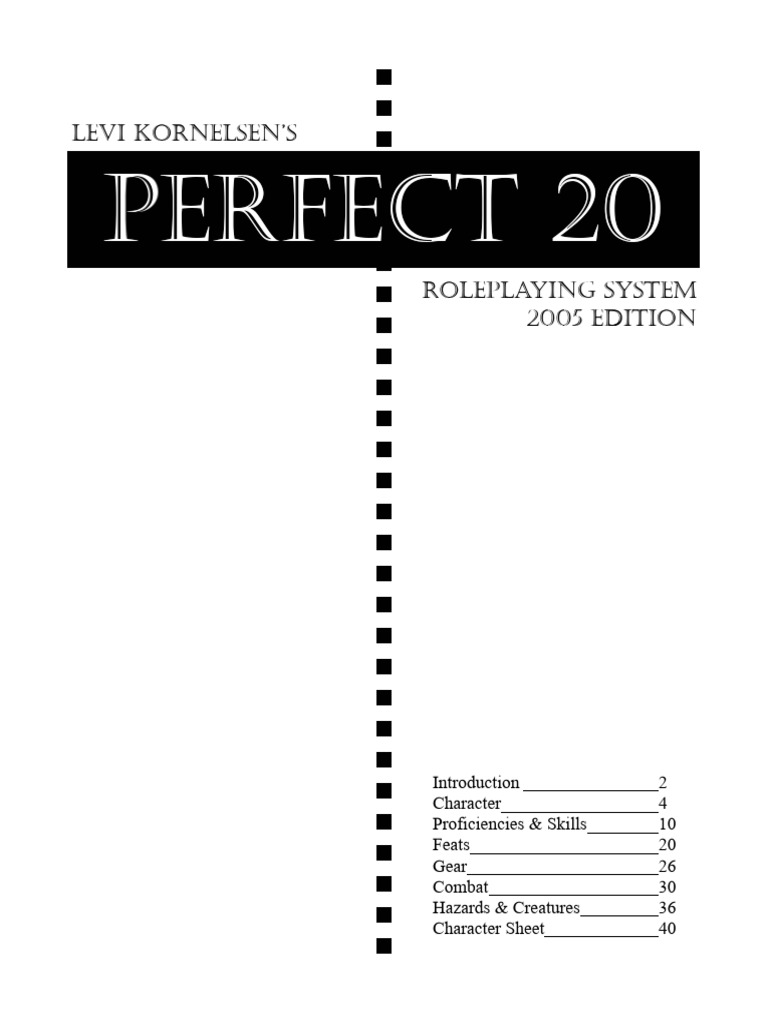 Perfect 20 Roleplaying System Guide | PDF | License | Role Playing Games