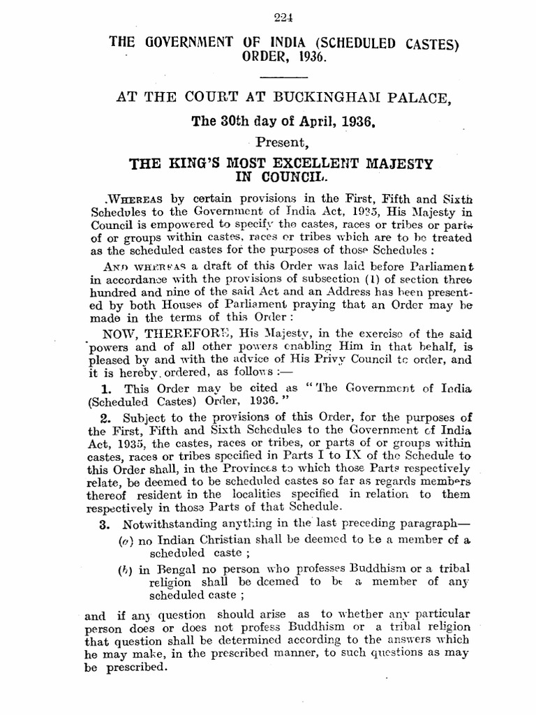 Government of India Scheduled Castes Order | PDF | South Asia | Dalit