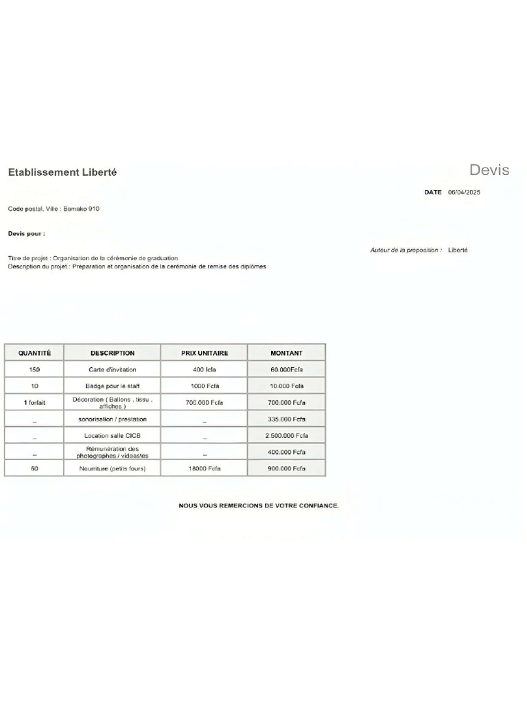Devis | PDF
