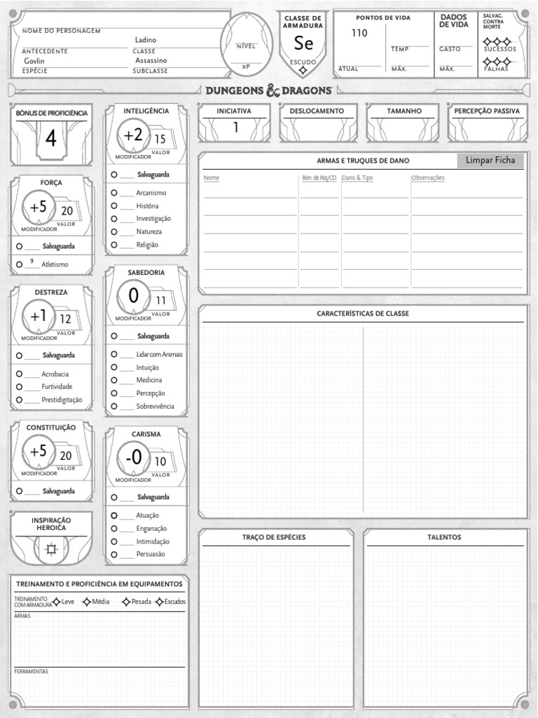 Ficha de Personagem para RPG | PDF